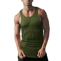 IOPQO tenkovi za muškarce Muške ljetne modne casual okruglog vrata Solid boja bez rukava vrhunske vrhove Muške majice Army Green XXL