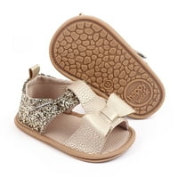 Baby sandale otvorene prste prve šetače Ljeto Bowknot Paillette ravna sandalo zlato 6m-12m
