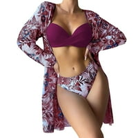 Tankini ženski kupaći kostimi u stilu visokog struka Novi bikini čvrsti otisak Tri bikinija set dugih