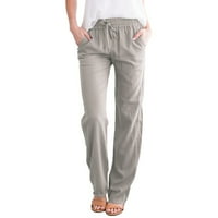 Ženske hlače Čvrste ravno čvrste elastične dugog posteljine pamučne pamučne pakovanja