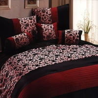 7-PC elegantan cvjetni motiv komfor set burgundy crna goth gotički vampir cal-kralj