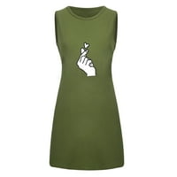 RBAOFUJIE WOMENS Ljetne haljine Modni ženski džepni ispis Ležerne prilike bez rukava Ženske opružne haljine bave vojske čišćenja Zelena haljina