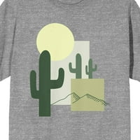 Prirodni svjetski kaktus scena muške heather siva majica-3xl