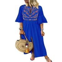 Prednjeg swalk plus veličina Ženska etnička cvjetna kaftana maxi haljina ljetna plaža duge haljine prevelizirana