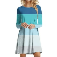 Clearfice Dugi rukavi za žene Za ženska Funny Color Contrast Plus Veličina Midi haljina Labavi FIT haljine