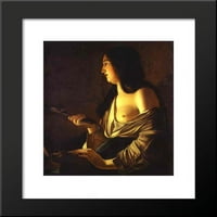 Pokaženje Magdalene, naziva se i Magdalene u treperim svjetlu uramljenog umjetničkog tiska Georges de la Tour