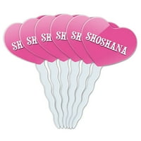 Shoshana Heart Love Cupcake Pick Toppers - Set od 6