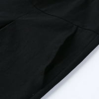 Capri pantalone za žene ženski povremeni čvrsti džep pamučne i konopljene konopljene pantalone crne