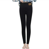 Čvrsti runo dukseci Ženske zimske rastezljivo oblikovanje hlača Workout Slim Fit gamaše toplo udobne duge pantalone Black XXL
