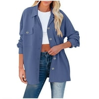 Ženska jakna za spavanje dugih rukava dolje Flannel majica Modna bluza Čvrsti povremeni jakne
