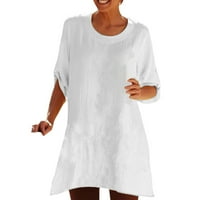 Daznico Womens Ljetni vrhovi Žene Okrugli vrat Ispisuje labavi majica Dugim toplim rukavima od tiskanih rukava za žene Bijele XL