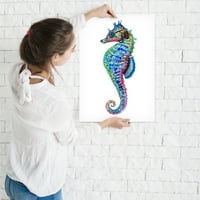 AmericanFlat Colorful Seahorse okrenut lijevo od TJ Heiser Art Art Print
