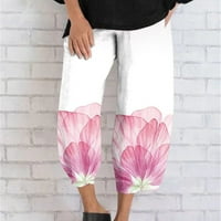 Ženske hlače Gradijent cvjetni ispis labavi elastični džep obrezane hlače žene