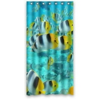Hellodecor multibolor tropske ribe koraljne okeane tuš sa zavjesom od poliestera tkanina kupaonica u dekorativnoj veličini zavjesa