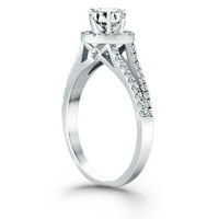 14k bijeli zlatni dijamantski halo Split rublje za angažman prsten veličine 6.5