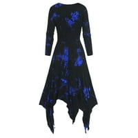 Ženska haljina plus veličina Tie-dye Print dugih rukava čipkaste haljine handkerchi gotička haljina
