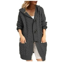 Jakne za žene dugi kaput gornji patchwork ispis Top tipki V-izrez kaput gornji obrezan džemper vrh