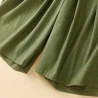 Ženska ljetna labava fit široka noga hlače s elastičnim pojasom i crtačem zelenog XL