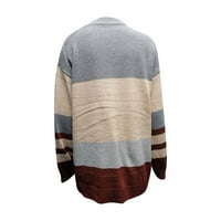 Woemns džemper s dugim rukavima Cauel modna posada vrata blok pune boje pletena pulover vrhovi labavi
