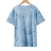 Ernkv ženski ljetni trendi labavi osnovni prsluk za čišćenje mjesec tiskani vrhovi kratkih rukava majice okrugle izreze Harajuku Tie Dye Vintage odjeća modna plava s
