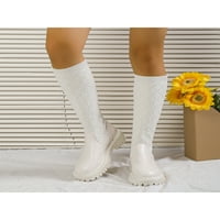 Ymiytan ženske čizme Chunky platforme pete modne čizme povlačenje čarape za čizma za šetnju zimskim cipelama otporna na klizanje elastični topli čizmi beige 8