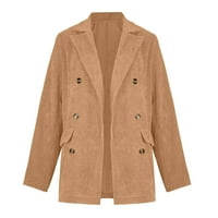 Zimski kaputi jakne za žene čišćenje Žene Klasične čvrste boje Corduroy dugih rukava Ležerne prilike bluže jakne na vrhu bljeskalice