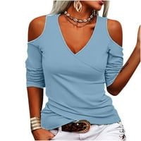 Binmer majice s dugim rukavima za žene plus veličine dugih rukava moda ženska košulja s čvrstim rukavima s dugim rukavima, ležerne vrhove