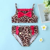 Dječji kupaći kupaći kostimi za djevojke Ljeto Bowknot Leopard tiskani ruffles Dvije kupaće kostime