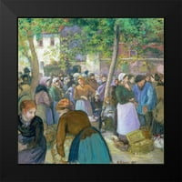 Pissarro, Camille Crna Moderna uokvirena muzejska umjetnost tisak pod nazivom - Tržište peradi na Gisors