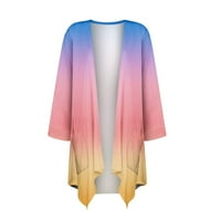 Holloyiver Ženski ljetni džemper Ženski gradijent tiskani s dugim rukavima i nepravilni rub nagličani kardigan kardigan Cardigan džemperi za žene lagane m