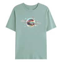 Muška majica Casual Moda okrugla vrat Pulover Space Planet Print Majica Kratki rukav Trendy Blue S,