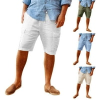 Wozhidaoke teretni pantalone za muškarce Muške opruge za odmor za odmor na plaži Havaji pune boje pamučne posteljine Multi džep teretni kratke hlače za muškarce