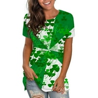 Zodggu Štedring Grafičke majice za žene djetelja Print St. Patrick's Day Poklon modne dame Tunika bluza