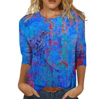 Qcmgmg ženske košulje naljepnice ženske majice Trendy Crk izrez labavi fit grafičke prevelike majice