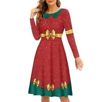 Xmas Santa ženske haljine veličine 2xl poliester sjaja crvena božićna haljina žene labavi festival dame