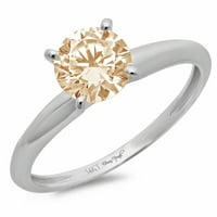 2.5ct okrugli rez smeđi prirodni morgatit 14k Bijelo zlato Graviranje Izjava bridalne godišnjice Angažovanje vjenčanih solitaire prsten veličine 11