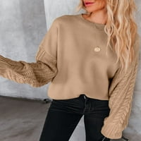 Dukseri za žene prevelirani džemper s dugim rukavima Ženski kabel pleteni pulover Ležerne topline vrhove