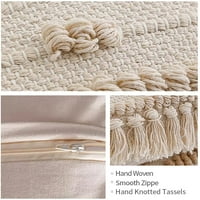 Fannco Styles Handwven Diamond Tassel Dekorativni jastuk za bacanje 18 W 18 L - prirodni teksturni boho