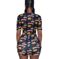 Ženska noćna odjeća Cvjetni print Deep V-izrez kratkim rukavima kratkim rukavima Bodysuit pidžamas