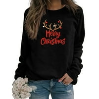 Žene sretan božićni duks, smiješno slovo slatko grafike pulover jeseni zimski dugi rukav posadni vrat