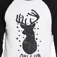 Napravite ga Vintage Reindeer Muns Raglan majica crni rukav pamuk