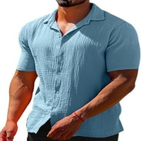 Luxplum muškarci Ljetne košulje s kratkim rukavima bluza rever na vratu Ležerna majica Plaža Tee Light Blue 3xl