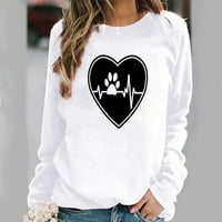 Pyju ženski pas pasa Grafički dugi rukav Cerwneck dukseri, otkucaj srca Slatka pulover dukserica s dugim