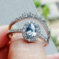 Srebrni prstenovi za žene Dame Fashion Silver Ovalno jezero Plavi cirkon zvona Dijamantni prijedlog