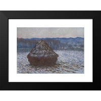Claude Monet crna moderna uokvirena muzejska umjetnička štampa pod nazivom - hrpa pšenice