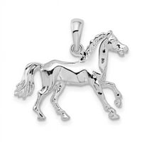 Finest zlatni sterling srebrni polirani 3D hodanje konjski privjesak