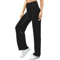 Žene Ležerne prilike jednostavne modne čvrste boje High Squik široke noge Početna Hlače Black XL