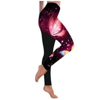 Yubatuo hlače za žene modne leptir print joga hlače plus veličina casual visoke struke sportske hlače