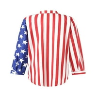 Youweixiong Američka zastava majica dolje za žene dugih rukava V izrez Lobare s majicom vrh 4. jula