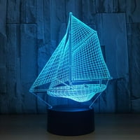 Noćna lagana jedrilica Akril 3D LED žarulja boja Change Night Laght lampica za djecu Decoration Poklon